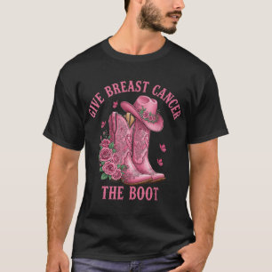 Camiseta Dê ao Câncer de Mama o Boot Cowgirl Cancer