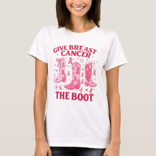 Camiseta Dê ao Câncer de Mama o Boot Western Pink Ribbon