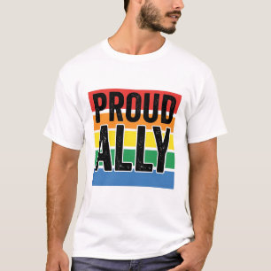 Camiseta de Apoio ao Orgulho Vintage Proud Ally De