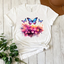 Camiseta de Aquarela Borboleta Desarrumada