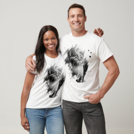 Camiseta de Aquarela Preto e Branco do Gato Agradá