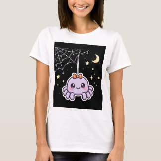 Camiseta de Aranha Fofa em Teia Brilhante