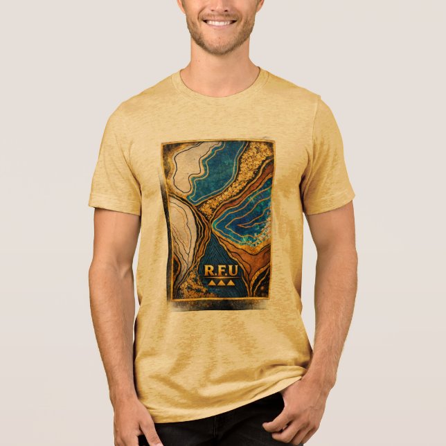 Camiseta de Arte Abstrata Aura Dourada (Frente)
