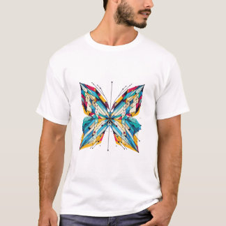 Camiseta de Arte Abstrata de Borboleta Colorida