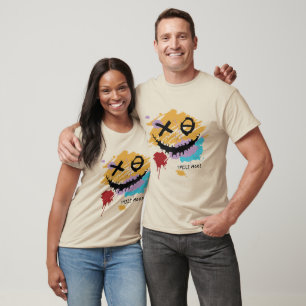 Camiseta de Arte Abstrata Sorriso Assustador SMILE