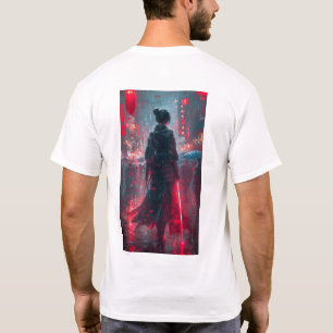 Camiseta de Arte Androgynn Female Samurai Anime