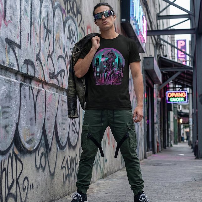 Camiseta de Arte Ciborgue Futurística (Criador carregado)