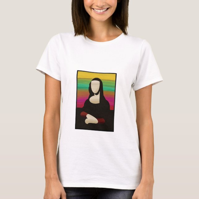 Camiseta de Arte Colorida da Mona Lisa Sem Rosto (Frente)
