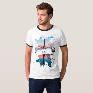 Camiseta de Arte com Efeito de Aquarela de Paris