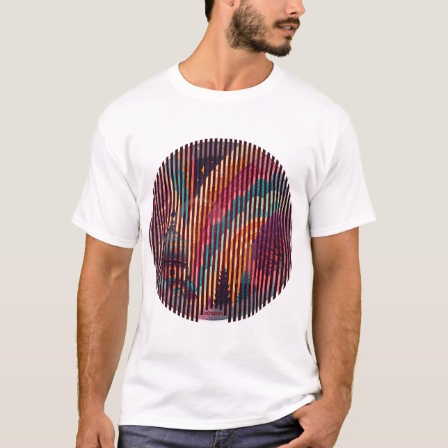Camiseta de Arte com Linhas Retro Personalizadas (Frente)