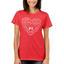 Camiseta de Arte com Palavras Coração Fisioterapia