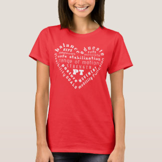 Camiseta de Arte com Palavras Coração Fisioterapia