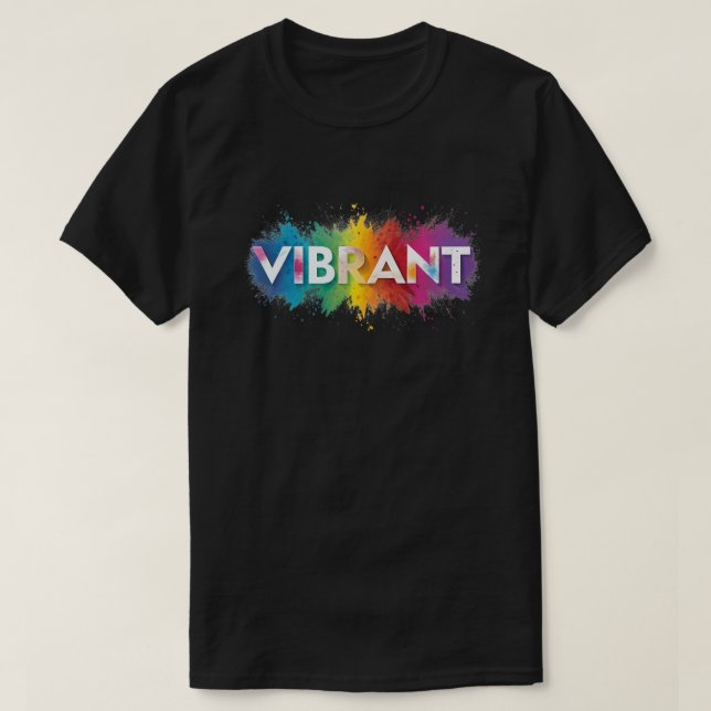 Camiseta de Arte com Palavras de Borrifo Multicolo (Frente do Design)