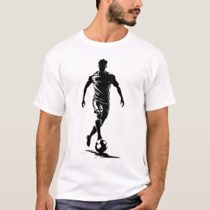Camiseta de arte com silhueta de jogador de futebo