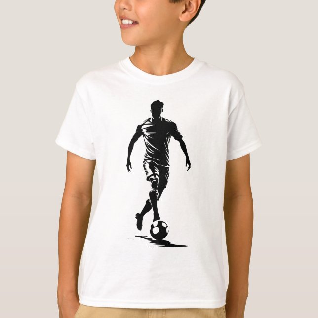 Camiseta de arte com silhueta de jogador de futebo (Frente)
