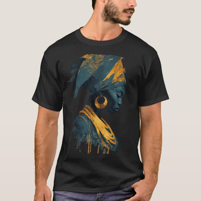 Camiseta de Arte da Rainha Afrocêntrica - Deusa Af (Frente)