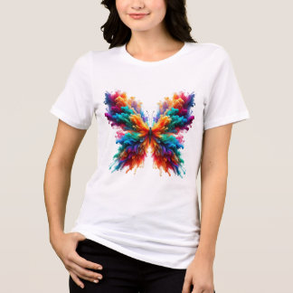 Camiseta de Arte de Aquarela de Borboleta Colorida