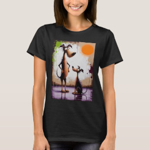Camiseta de Arte de Cachorro Surrealista Abstrato