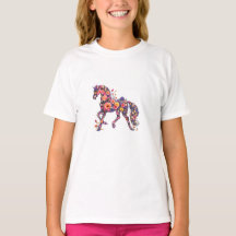 Camiseta de Arte de Flor de Cavalo Floral