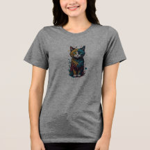 camiseta de arte de gato abstrato vibrante-perfeit