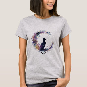 Camiseta de Arte de Gato Místico Celestial & Lua C