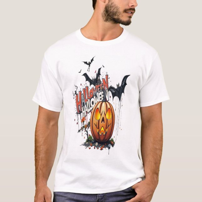 Camiseta de arte de grafite de abóbora de hallowee (Frente)