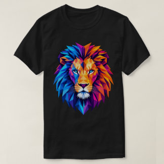 Camiseta de Arte de Leão Geométrico Vibrante