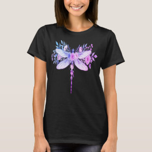 Camiseta de arte de libélula floral em aquarela -