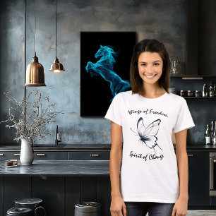 Camiseta de Arte de Linha de Borboleta Asas da Lib