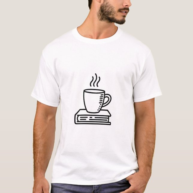 Camiseta de Arte de Linha de Café Minimalista para (Frente)