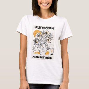 Camiseta de Arte de Linha de Girassóis - Eu Sonho