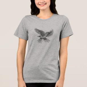 Camiseta de Arte de Linha de Pássaro   Desenho Min