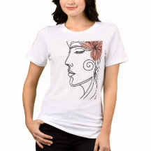 Camiseta de arte de linha de rosto de mulher minim