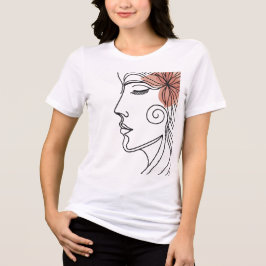 Camiseta de arte de linha de rosto de mulher minim
