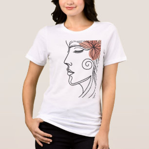 Camiseta de arte de linha de rosto de mulher minim