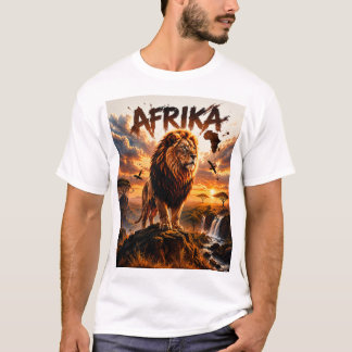 Camiseta de Arte de Linha do Leão Majestoso