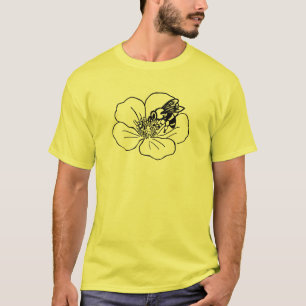 Camiseta de Arte de Linha Flor de Abelha