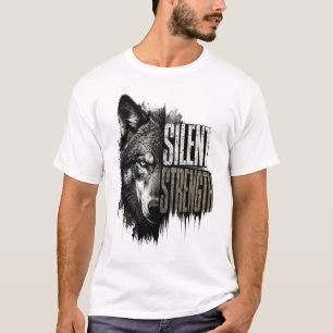 Camiseta de Arte de Lobo   Força Silenciosa   Lone