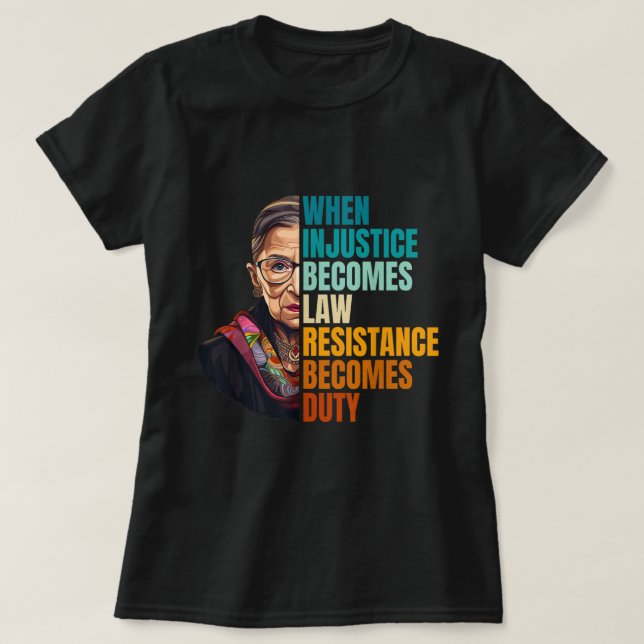 Camiseta de Arte de Protesto com Citação de Justiç (Frente do Design)