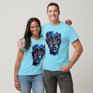 Camiseta de Arte de Rosto Abstrato Moderno