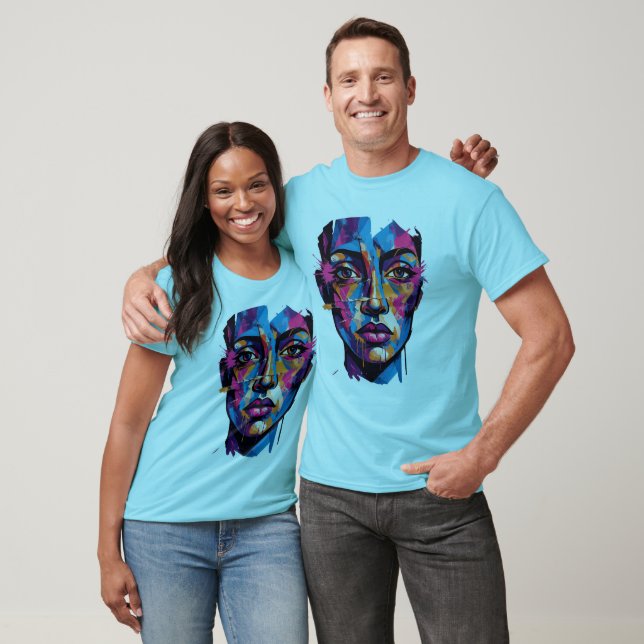 Camiseta de Arte de Rosto Abstrato Moderno (Unissex)