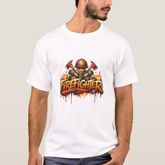 Camiseta de Arte de Rua com Grafite de Bombeiro (Frente)