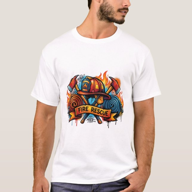 Camiseta de Arte de Rua com Grafite de Resgate de  (Frente)