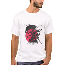 Camiseta de Arte de Tinta do Samurai Vermelho | Ka