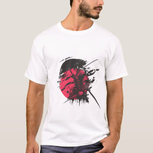 Camiseta de Arte de Tinta do Samurai Vermelho Ka