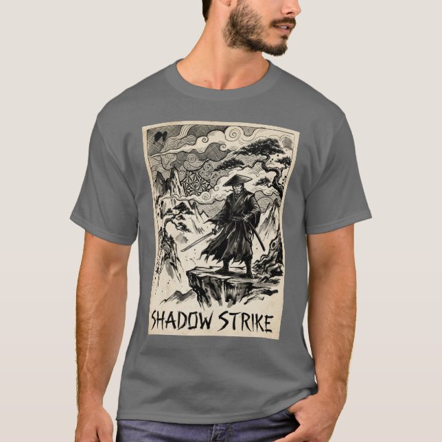 Camiseta de Arte de Tinta Samurai Shadow Strike (Frente)