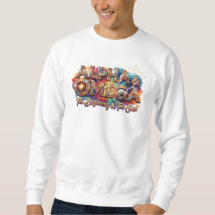 Camiseta de arte de tipografia cristã Alpha & Omeg