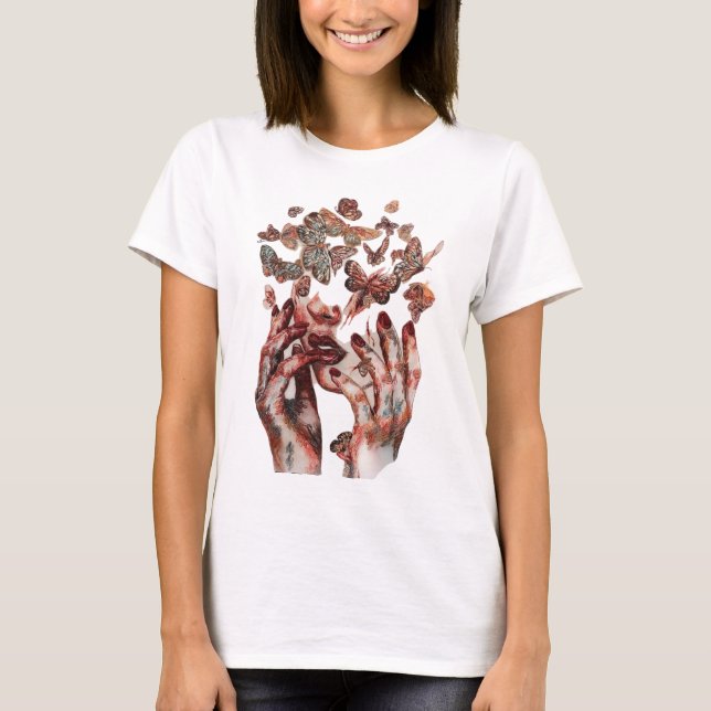 Camiseta de Arte de Transformação da Borboleta (Frente)