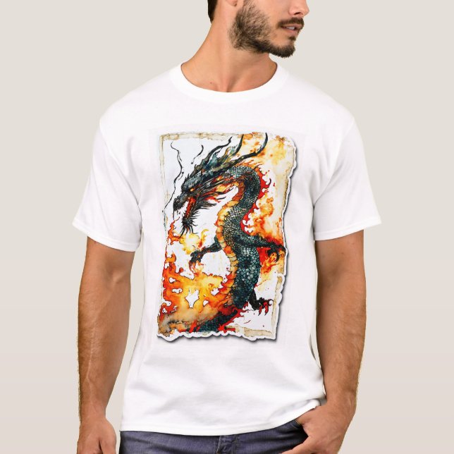 Camiseta de Arte do Dragão Fiery (Frente)