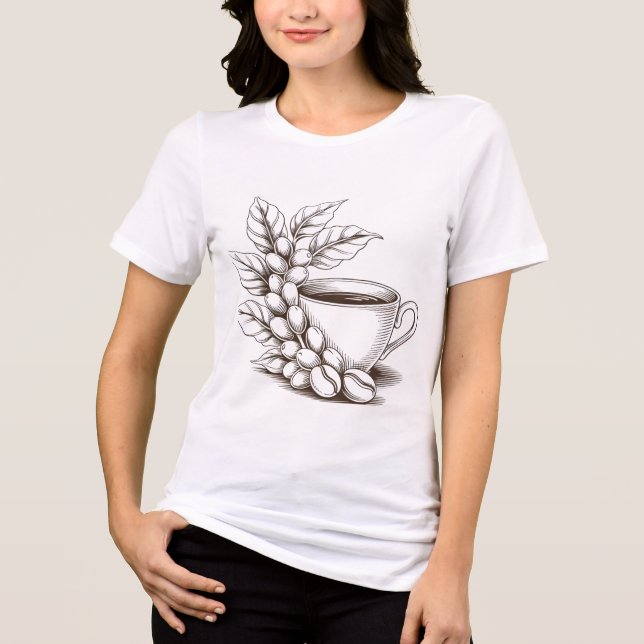 Camiseta de Arte em Linha do Café Lover - Humor Cr (Frente)